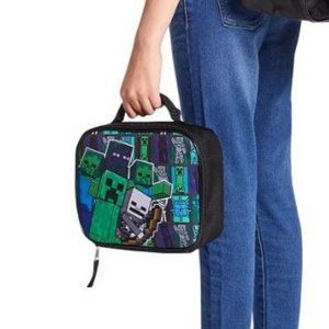 NEW Minecraft Lunch Bag Box Sack Case Organizer Zippered Zipper Mojang C…